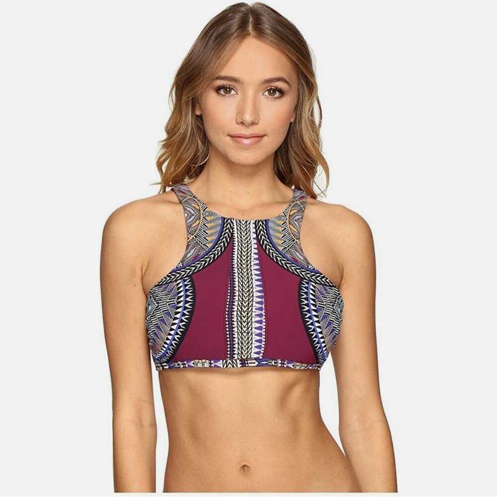 Red Carter Tribal Daze High Neck Bikini